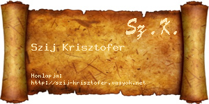 Szij Krisztofer névjegykártya